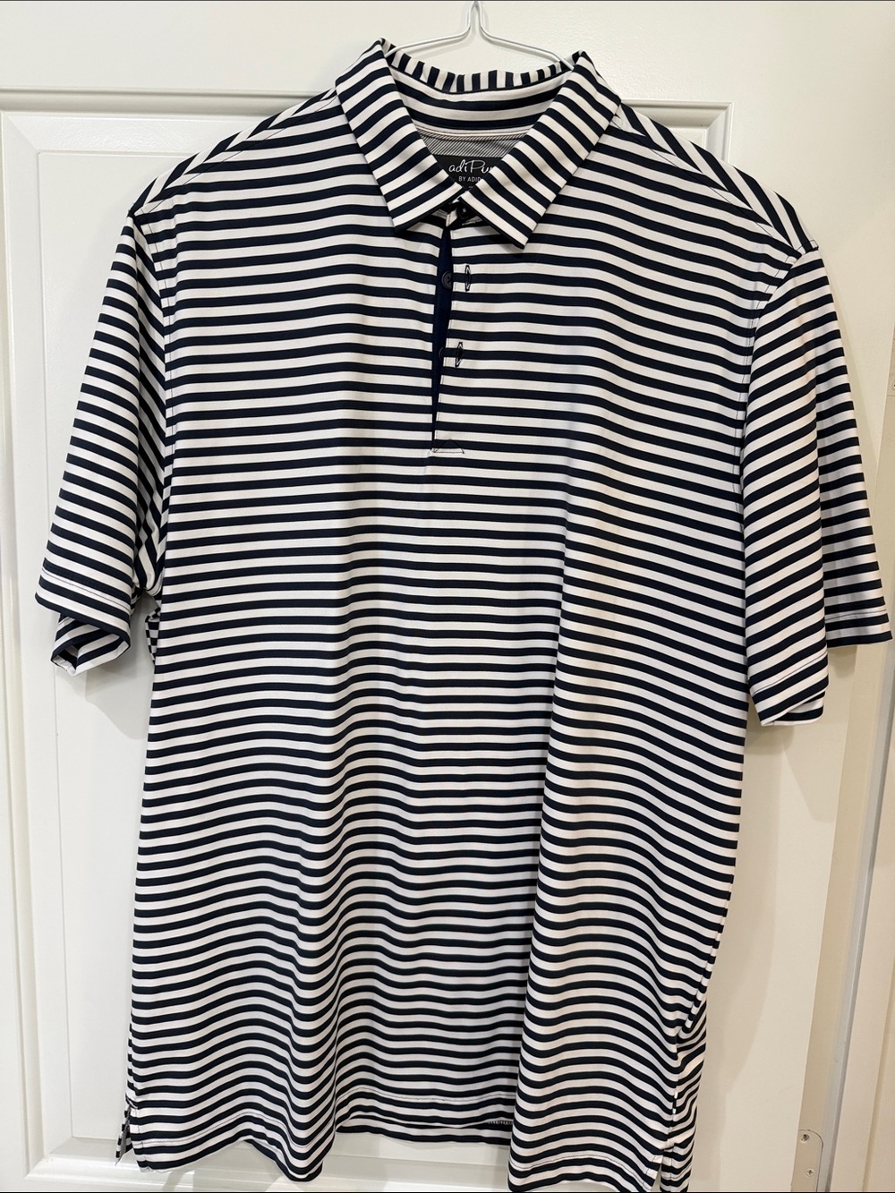 adidas Black & White Striped Men's Polo Shirt